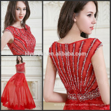 Red Cap Sleeve Floor Length Custom Made Designs Evening Party Wear Robe De Soiree ED222 2015 elegant evening dresses